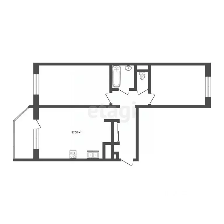 2-к кв. Тюменская область, Тюмень ул. Александра Митинского, 6 (67.6 ... - Фото 2