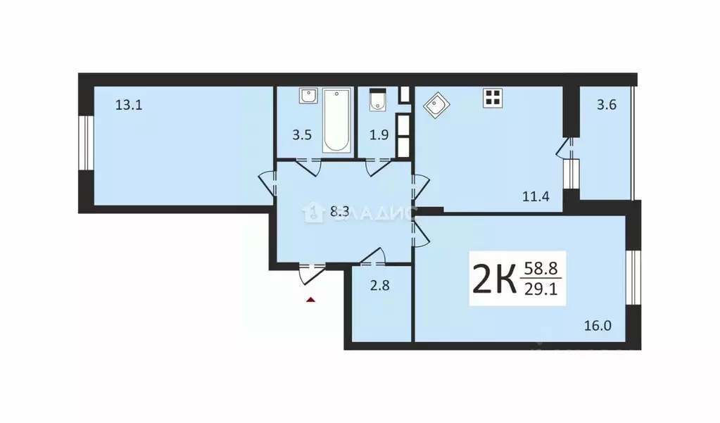 2-к кв. Владимирская область, Владимир ул. Смоленская, 3 (56.7 м) - Фото 2
