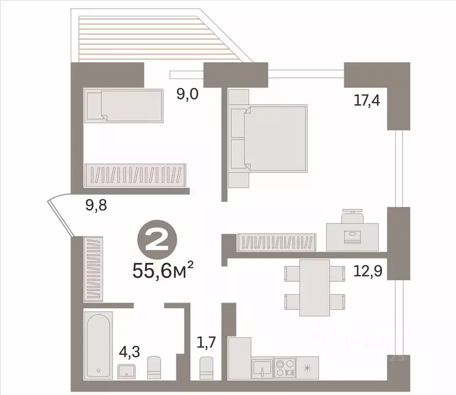 2-к кв. Новосибирская область, Новосибирск ул. Коминтерна, 122 (55.6 ... - Фото 1