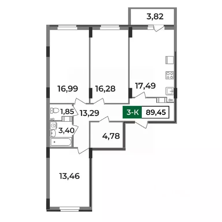 3-к кв. Владимирская область, Ковров Еловая ул., 11 (89.45 м) - Фото 0