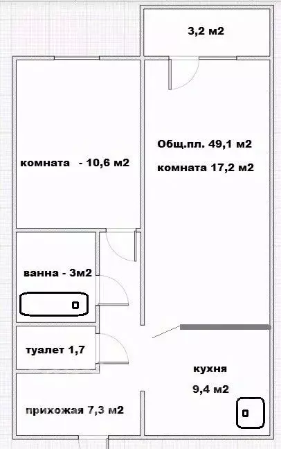 2-к кв. Томская область, Томск ул. Любы Шевцовой, 15 (49.1 м) - Фото 2