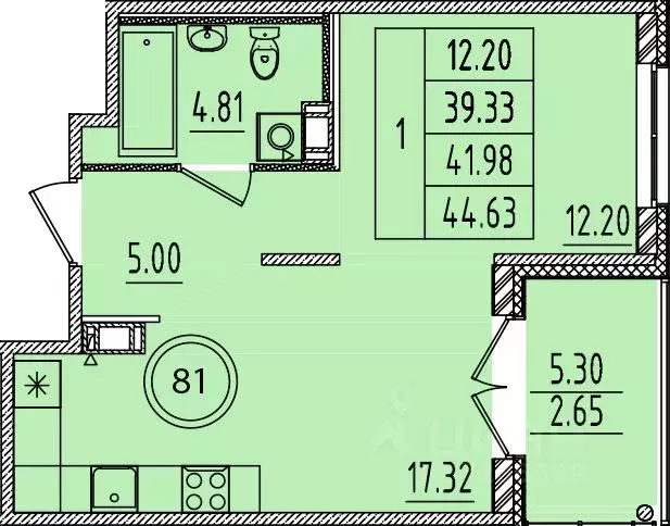 1-к кв. Санкт-Петербург пос. Шушары, ул. Соколиная, 8к1 (39.33 м) - Фото 1