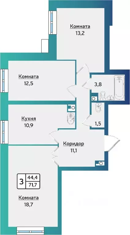 3-к кв. Удмуртия, Ижевск ул. 40 лет Победы, 123 (71.7 м) - Фото 0