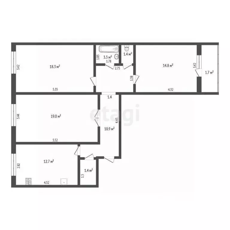 3-к кв. Мордовия, Саранск ул. Фурманова, 50 (81.8 м) - Фото 1