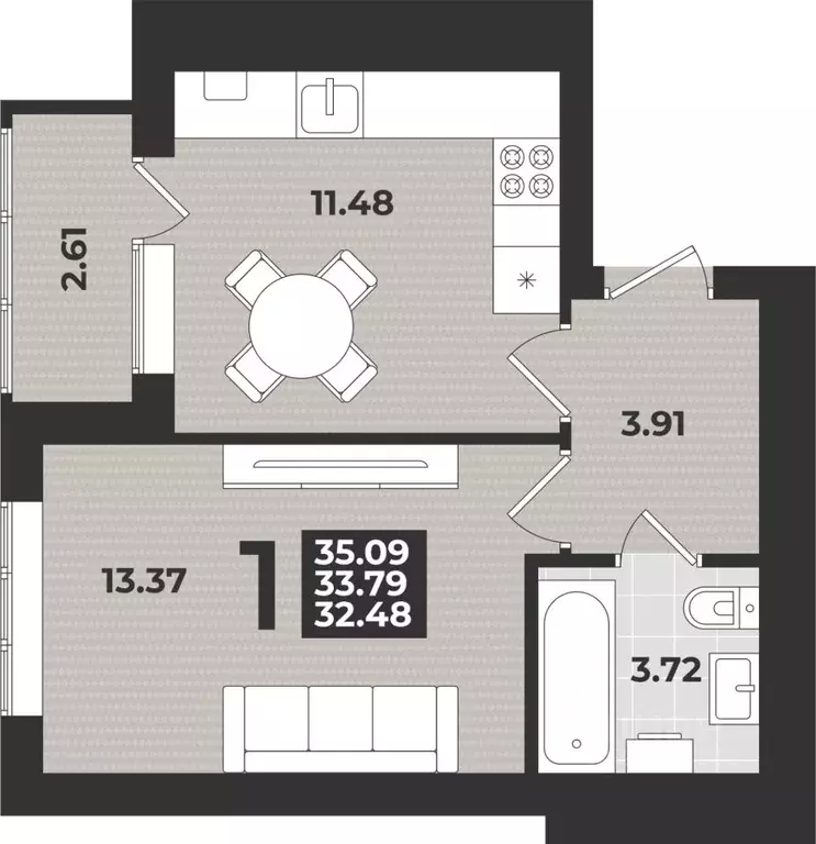 1-к кв. Калининградская область, Калининград ул. Героя России ... - Фото 1