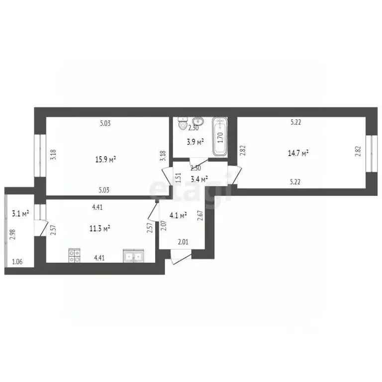 2-к кв. Тамбовская область, Тамбов Советская ул., 183Г (56.8 м) - Фото 1