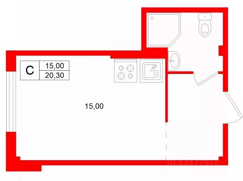 Студия Ленинградская область, Всеволожск Степной просп., 16к3 (20.3 м) - Фото 2