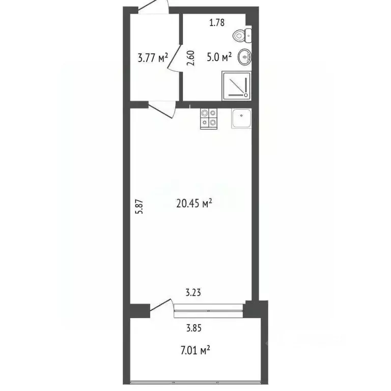 Студия Севастополь ул. Парковая, 7 (34.7 м) - Фото 2