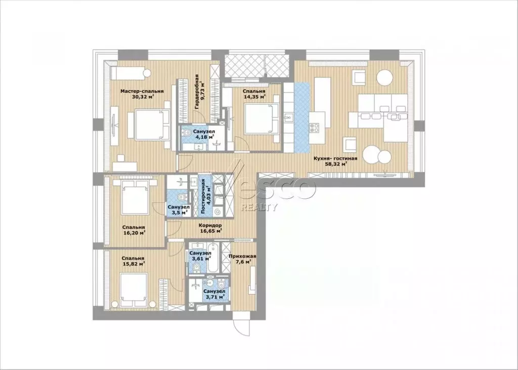 5-к кв. Москва ул. Усачева, 2С3 (200.0 м) - Фото 2