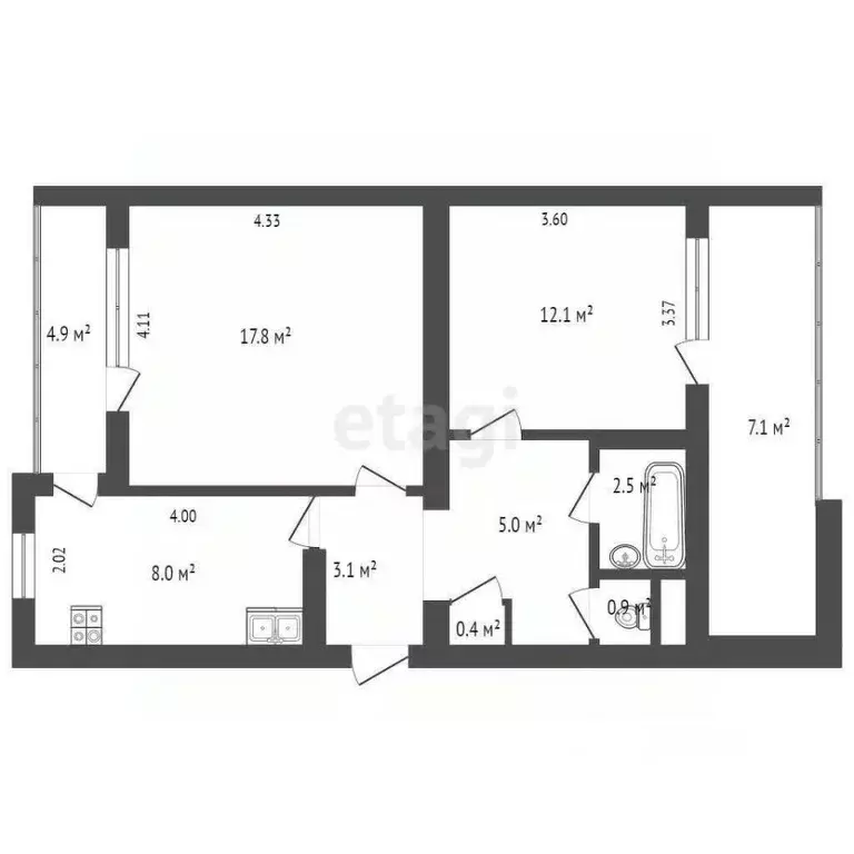 2-к кв. Севастополь ул. Генерала Мельника, 15 (55.8 м) - Фото 1