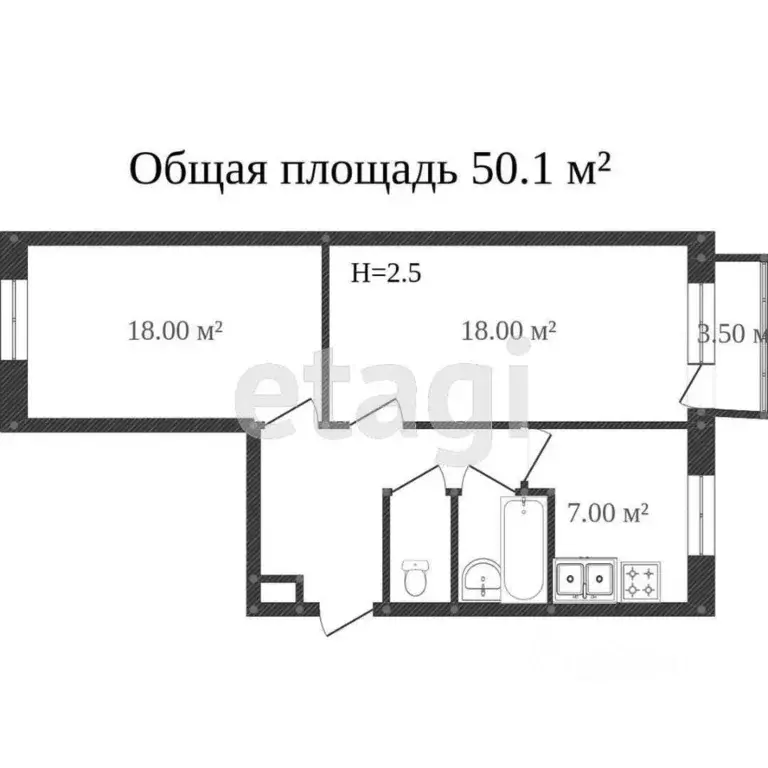 2-к кв. Костромская область, Кострома Юбилейный мкр, 7 (49.9 м) - Фото 1