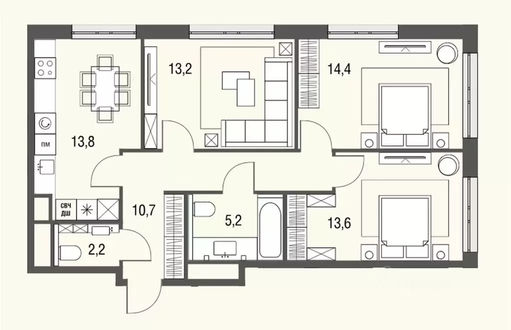 3-к кв. Москва Тагильская ул., 2к1 (73.1 м) - Фото 1