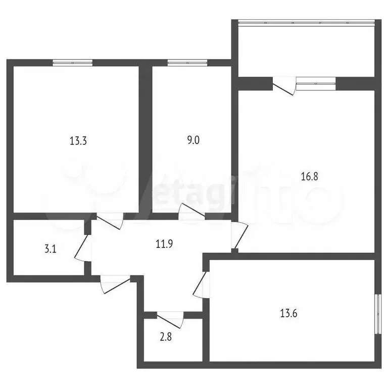 3-к. квартира, 70,5 м, 3/9 эт. - Фото 1