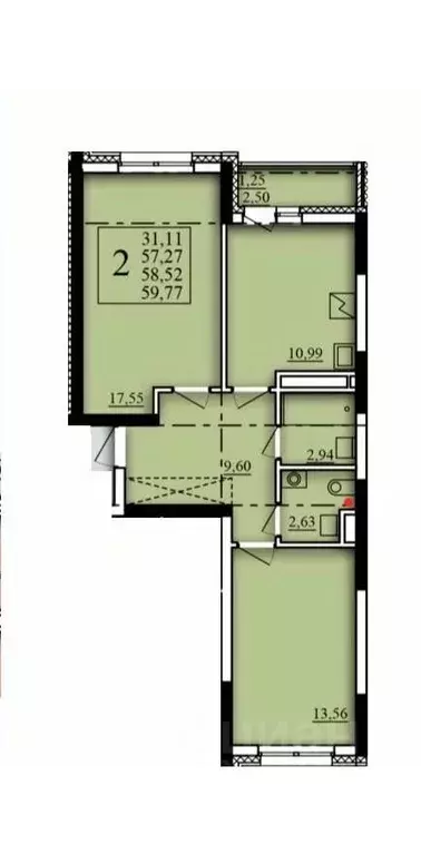 2-к кв. Башкортостан, Уфа Затон-Восточный жилрайон, Паруса жилой ... - Фото 1