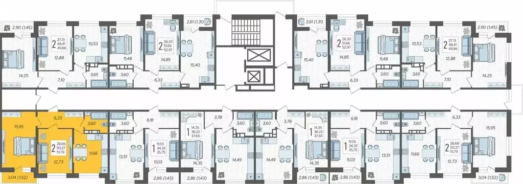 2-комнатная квартира: Краснодар, жилой комплекс Смородина (51.79 м) - Фото 1