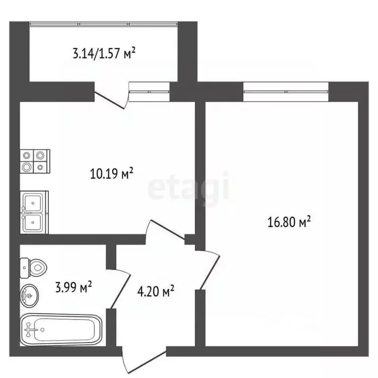 1-к кв. Вологодская область, Череповец Рыбинская ул., 33 (36.4 м) - Фото 1