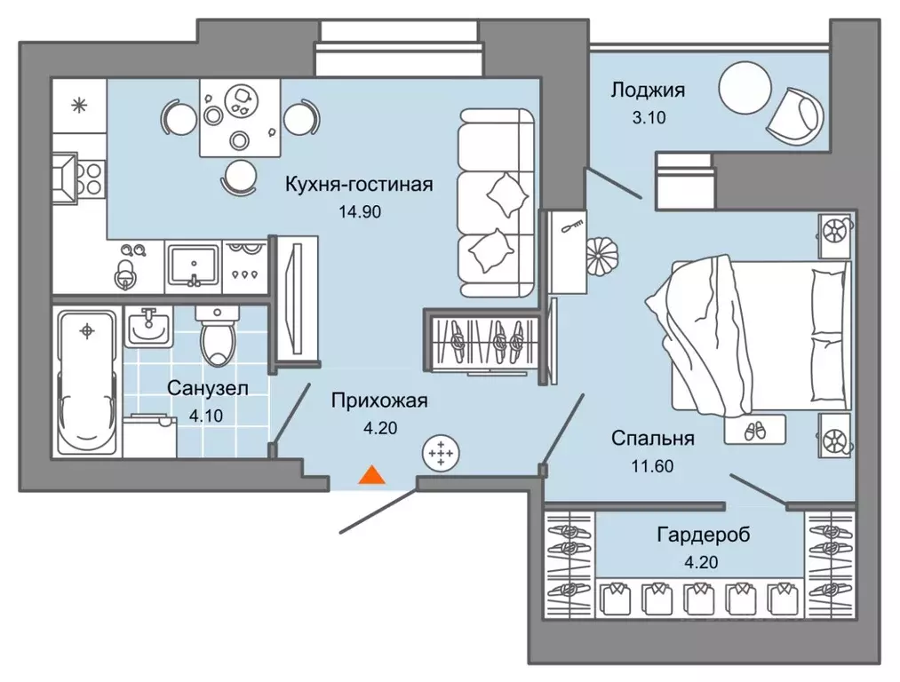 1-к кв. Пермский край, Пермь ул. Дзержинского, 31Б (41.0 м) - Фото 2