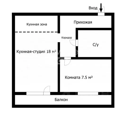 2-к кв. Томская область, Томск Сибирская ул., 104 (39.0 м) - Фото 1