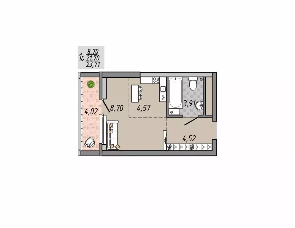 Квартира-студия: Екатеринбург, улица Печатников, 3/2 (23.64 м) - Фото 0