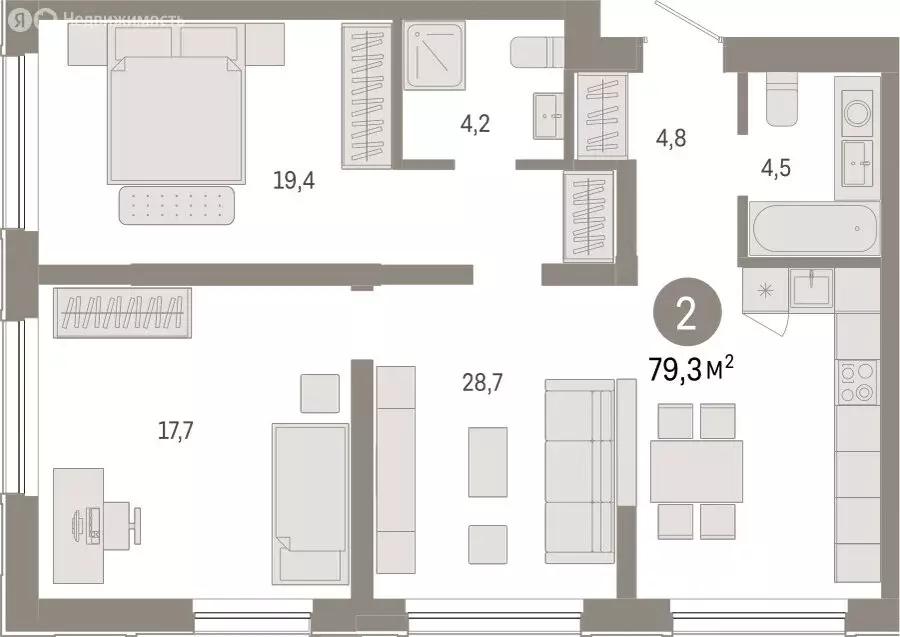 2-комнатная квартира: Новосибирск, Большевистская улица, с49 (79.34 м) - Фото 1