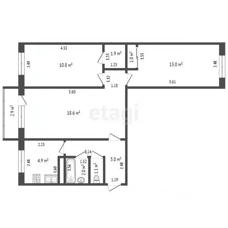 3-к кв. Самарская область, Самара просп. Карла Маркса, 256 (59.2 м) - Фото 1