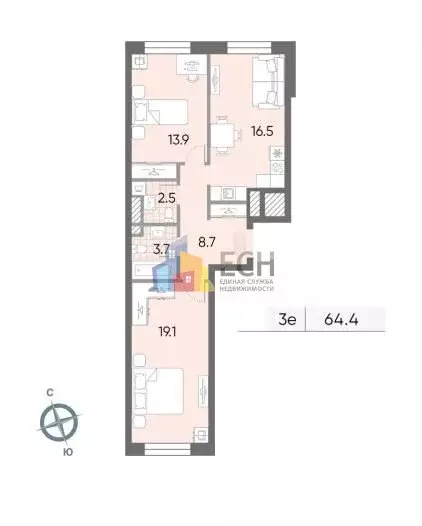 2-комнатная квартира: Москва, улица Архитектора Щусева, 5к2 (64.4 м) - Фото 0