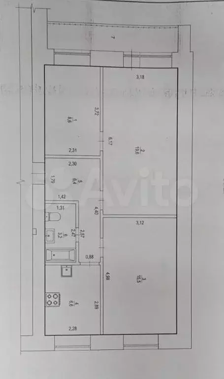 3-к. квартира, 60,2 м, 5/9 эт. - Фото 0