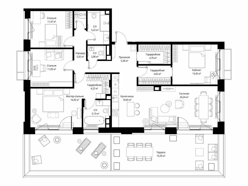 4-комнатная квартира: Ликино, ЖК Мыс (141.57 м) - Фото 0