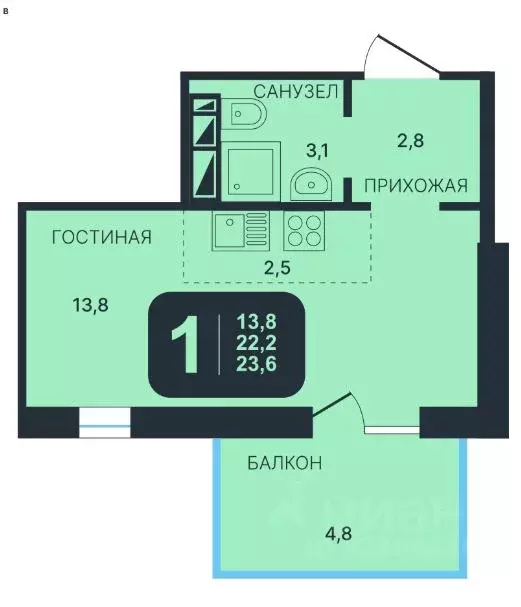 Студия Новосибирская область, Новосибирск Никольский Парк жилой ... - Фото 0