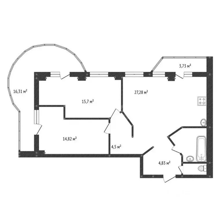 3-к кв. Башкортостан, Уфа Кавказская ул., 12 (75.5 м) - Фото 2