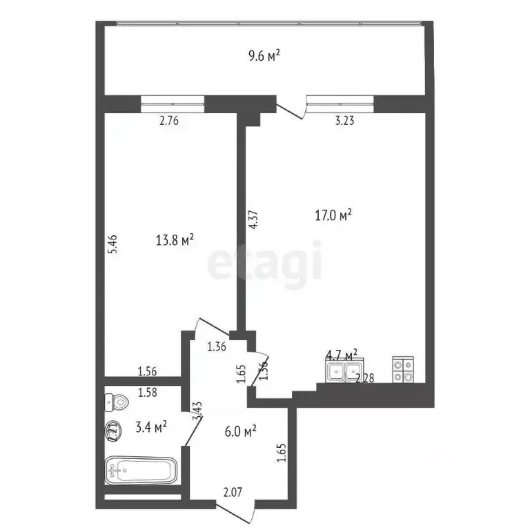 2-к кв. Саха (Якутия), Якутск ул. Севастопольская, 21/1 (44.3 м) - Фото 2