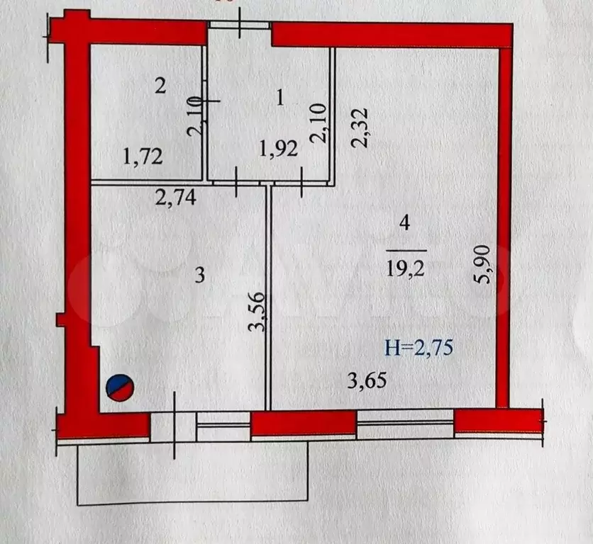 1-к. квартира, 38 м, 3/4 эт. - Фото 0