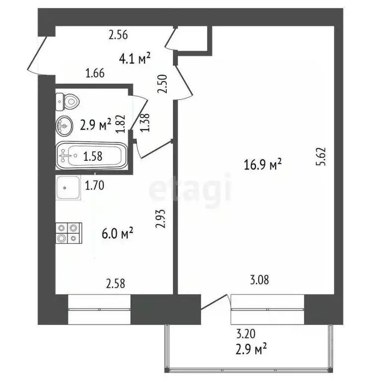 1-к кв. Башкортостан, Стерлитамак ул. Нагуманова, 56В (30.7 м) - Фото 2