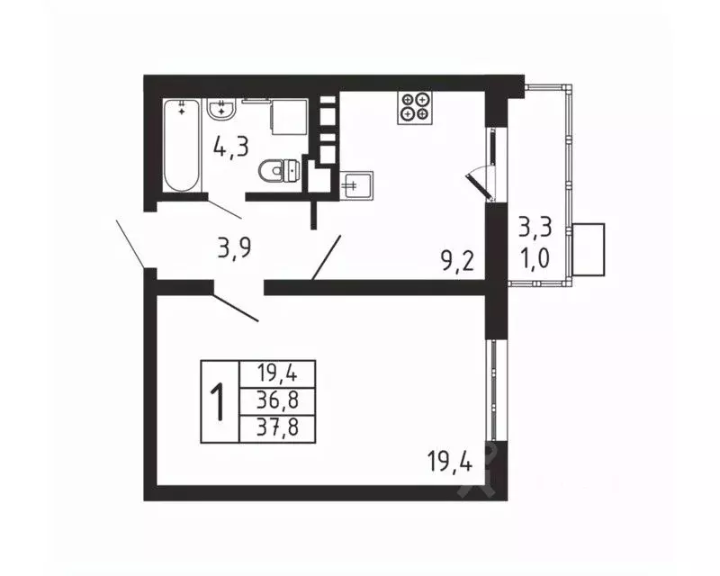 1-к кв. Московская область, Мытищи городской округ, д. Пирогово ... - Фото 1