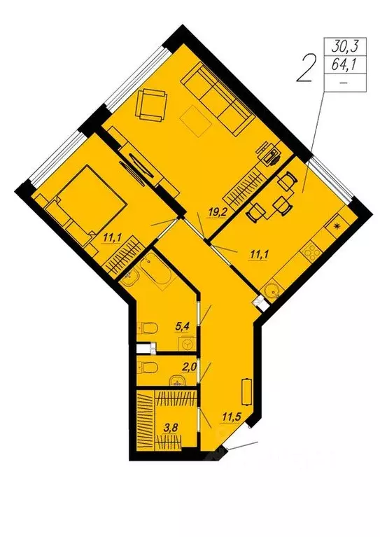 2-к кв. Свердловская область, Екатеринбург ул. Блюхера, 93 (64.1 м) - Фото 0