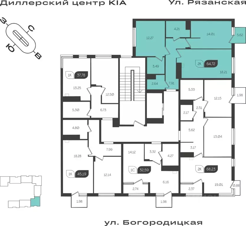 2-к кв. Тульская область, Тула ул. Богородицкая, 8В (64.72 м) - Фото 0