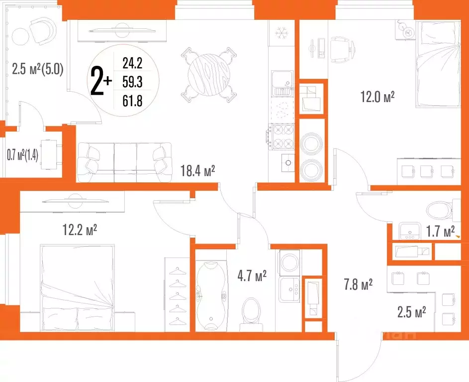 2-к кв. Астраханская область, Астрахань ул. Трофимова, 10 (61.8 м) - Фото 2