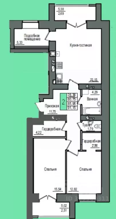 3-к кв. Марий Эл, Йошкар-Ола бул. Ураева, 6Б (96.0 м) - Фото 1