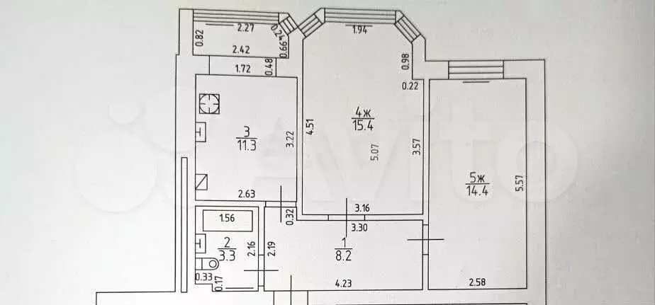 2-к. квартира, 56,2 м, 3/4 эт. - Фото 0