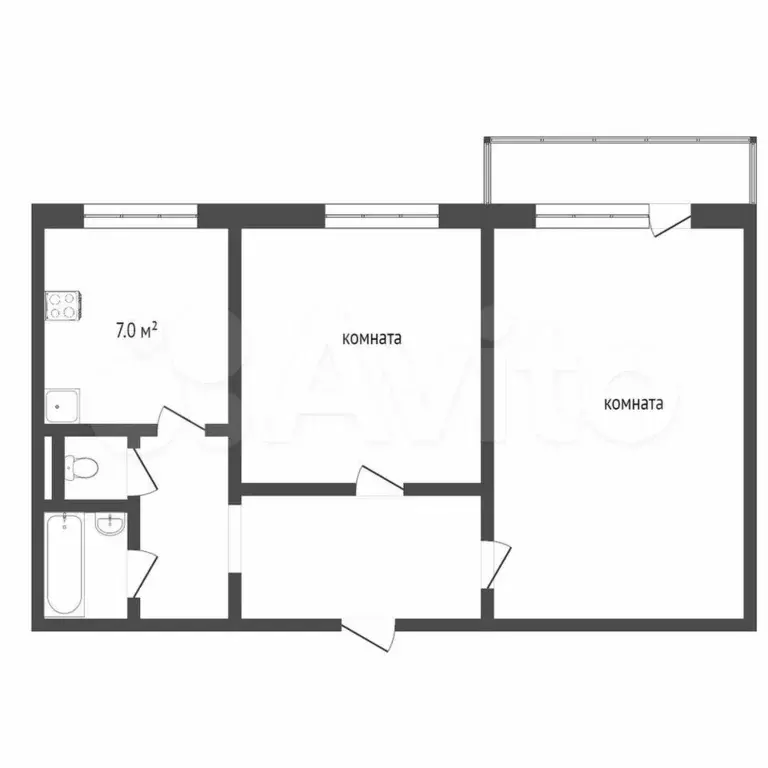 2-к. квартира, 48,3 м, 3/9 эт. - Фото 0