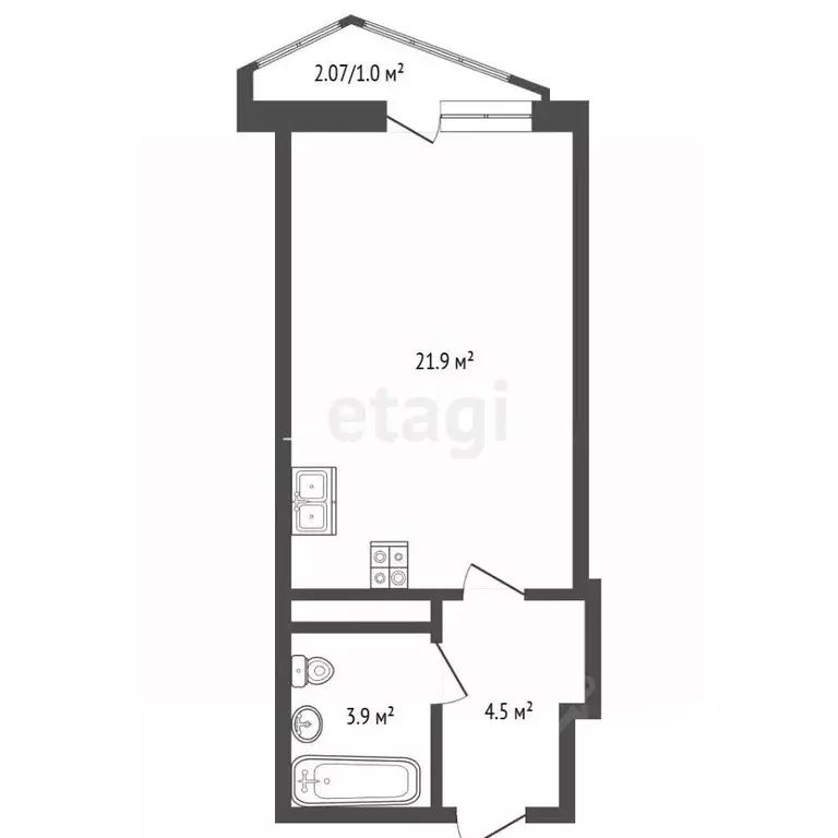 Студия Ростовская область, Ростов-на-Дону Северный мкр, просп. ... - Фото 2