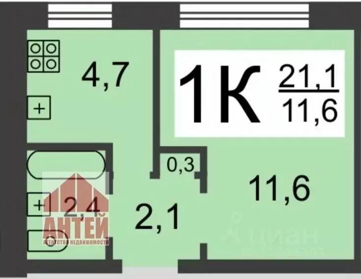 1-к кв. Нижегородская область, Нижний Новгород ул. Мечникова, 79 (20.7 ... - Фото 2