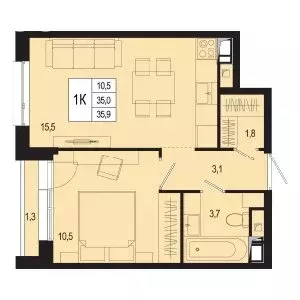 Квартира-студия: Московская область, городской округ Подольск, деревня ... - Фото 1