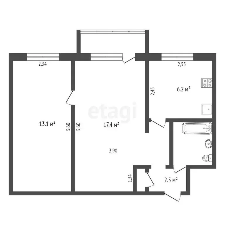 2-комнатная квартира: Новосибирск, улица Станиславского, 24 (42.5 м) - Фото 0