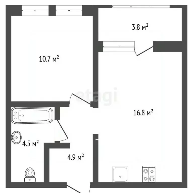 1-к кв. Тюменская область, Тюмень ул. Республики, 205к1 (40.8 м) - Фото 2