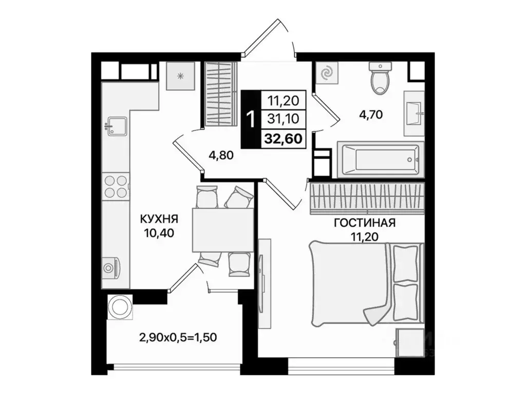 1-к кв. Ростовская область, Ростов-на-Дону Движение61 жилой комплекс ... - Фото 2