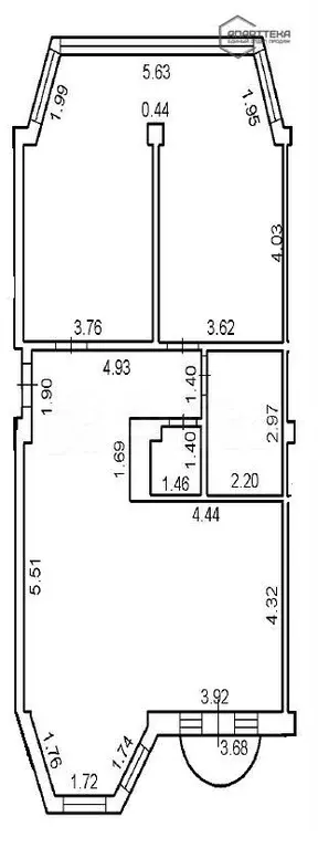 2-к. квартира, 98,9 м, 5/5 эт. - Фото 0