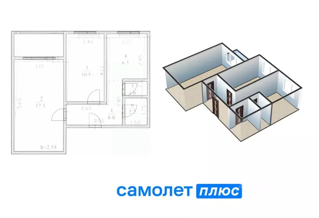 2-к кв. Кемеровская область, Кемерово ул. Тухачевского, 45А (44.0 м) - Фото 1