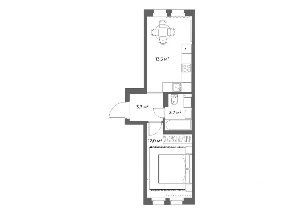 1-к кв. Ленинградская область, Всеволожский район, д. Новое Девяткино ... - Фото 1