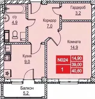 1-к кв. Нижегородская область, Нижний Новгород ул. Июльских Дней (41.0 ... - Фото 0